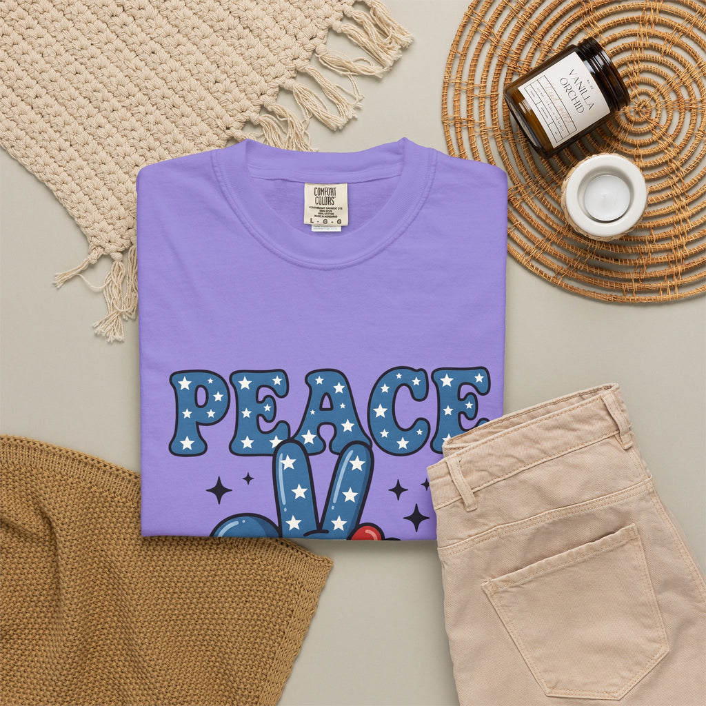 Peace Gesture T-Shirt America/4th Of July Celebration Gift Women Sketch T-Shirt Peace Sign T-Shirt Patriot Fan Hand Drawn T-Shirt Party Graphic