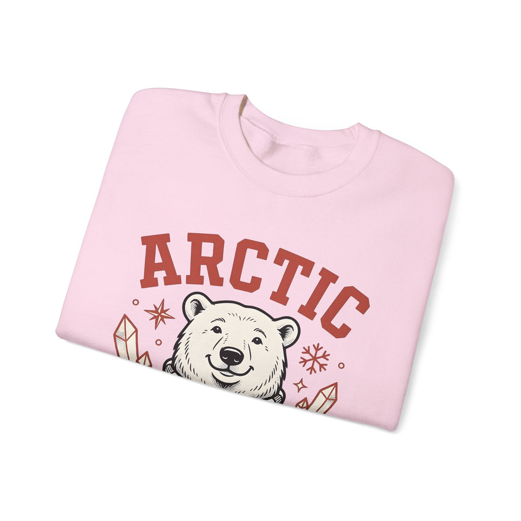White Bear Sweatshirt Christmas Cold Season Gift Women Comic Sweatshirt Polar Bear Sweatshirt Winter Fan Cartoon Sweatshirt Frost Graphic Retro Ice Crystals