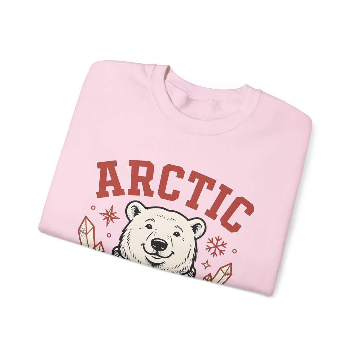 White Bear Sweatshirt Christmas Cold Season Gift Women Comic Sweatshirt Polar Bear Sweatshirt Winter Fan Cartoon Sweatshirt Frost Graphic Retro Ice Crystals