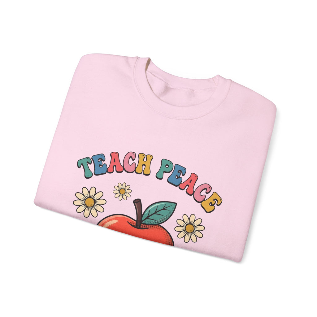 Happy Apple Sweatshirt Teachers Harmony Gift Women Comic Sweatshirt Fruit Sweatshirt Educator Enthusiast Cartoon Sweatshirt Balance Graphic Vintage Wildflowers
