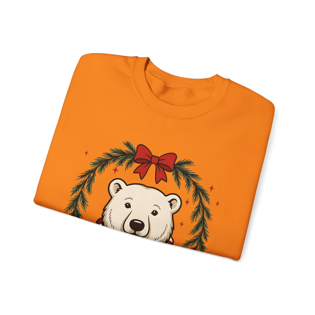 Arctic Bear Sweatshirt Christmas Wildlife Gift Women Comic Sweatshirt Polar Bear Sweatshirt Xmas Fan Cartoon Sweatshirt Animal Graphic Sketch Garland Sweatshirt