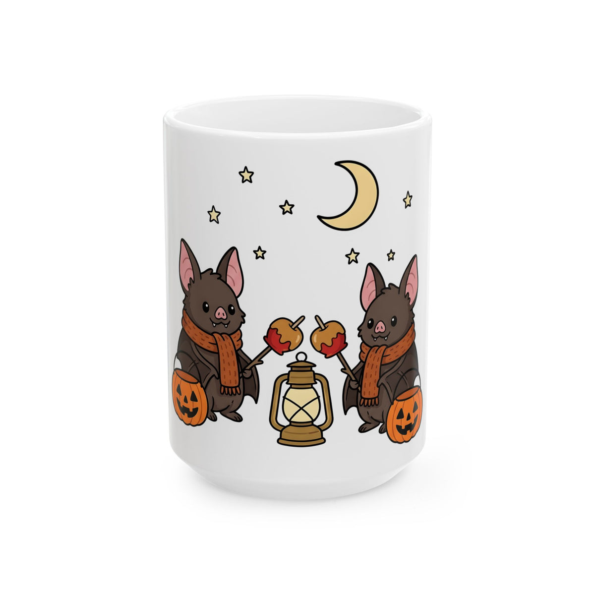 Bat Drawing Mug Halloween Creatures Gift Women Charming Mug Bat Mug Spooky Fan Cartoon Mug Monster Graphic Animated Gourd Mug