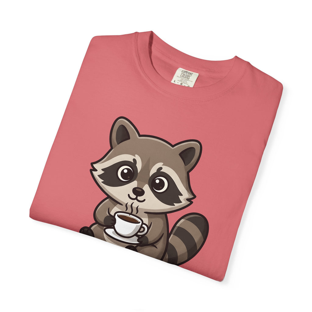 Raccoon Drink Cup T-Shirt Coffee Fauna Gift Women Delightful T-Shirt T-Shirt T-Shirt Coffee Fan Wildlife Graphic T-Shirt Toon Beast T-Shirt