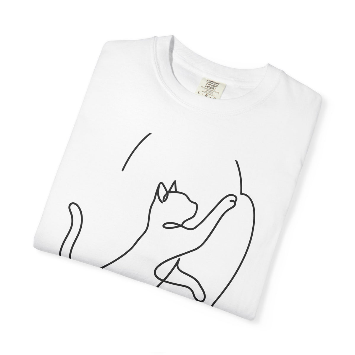 Cat Sketch T-Shirt Cat Creatures Gift Women Basic T-Shirt Kitten T-Shirt Cat Fan Feline T-Shirt Simple Illustration Animal Graphic Geometric Heart