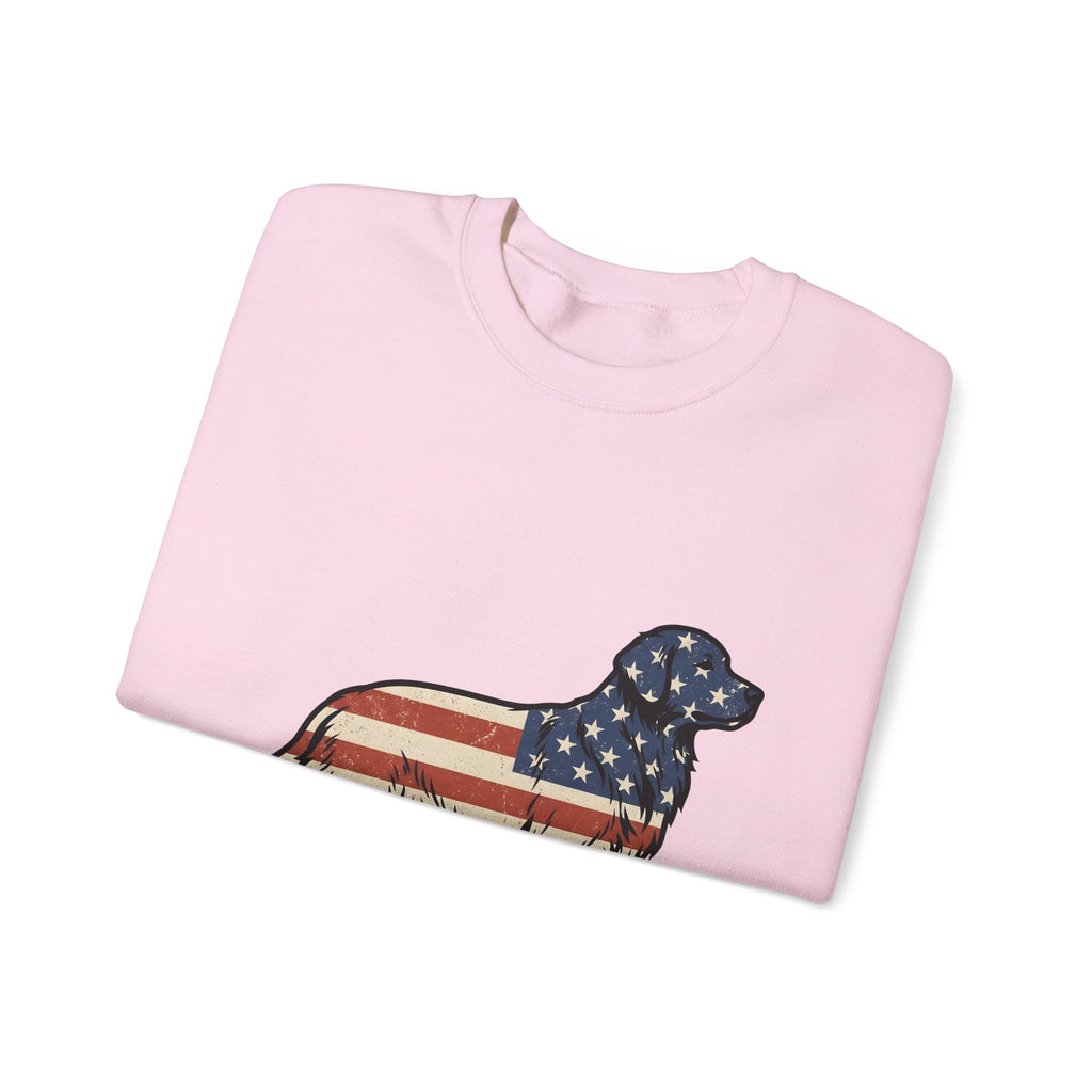 Golden Retriever Sweatshirt 4th Of July Pets Gift Women Retro Sweatshirt Dog Sweatshirt Independence Day Fan Vintage Sweatshirt Animal Graphic Sketch Usa Flag