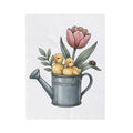 Baby Ducks Watering Pot Blanket Easter Garden Gift Women Sketch Blanket Duckling Blanket Spring Fan Doodle Blanket Gardening Graphic Retro Flower