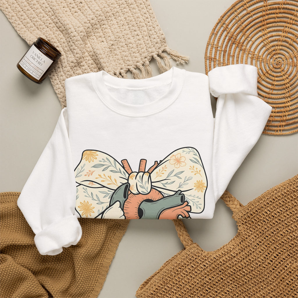 Realistic Heart Sweatshirt Nurses Medicine Gift Women Flower Sweatshirt Heart Sweatshirt Nurse Enthusiast Floral Sweatshirt Medical Graphic Classic Knot Sweatshirt