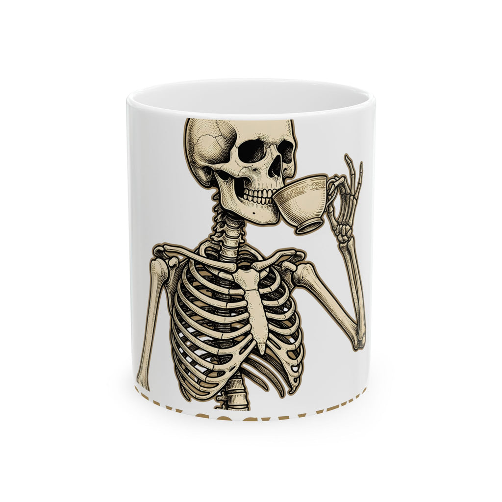 Skeleton Tea Cup Mug Halloween Goth Gift Women Vintage Mug Tea Cup Mug Horror Fan Retro Mug Dark Graphic Hand