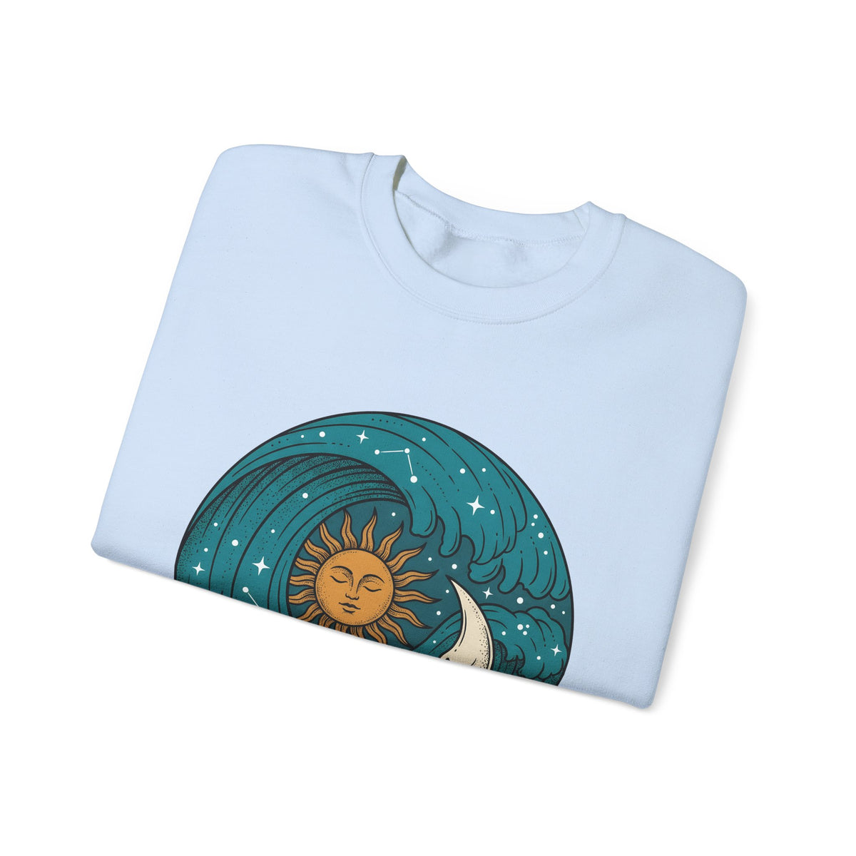 Sun Moon Sea Celestial Horoscope Gift Folk Ocean Astrology Enthusiast Bohemian Zodiac Rustic Star Sweatshirt