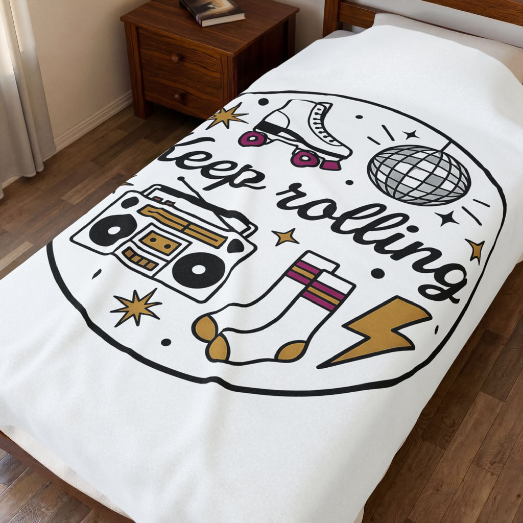 Roller Skate Blanket Roller Skating Sound Gift Women Hand Drawn Blanket Skateboard Blanket Roller Derby Enthusiast Illustrated Blanket Audio