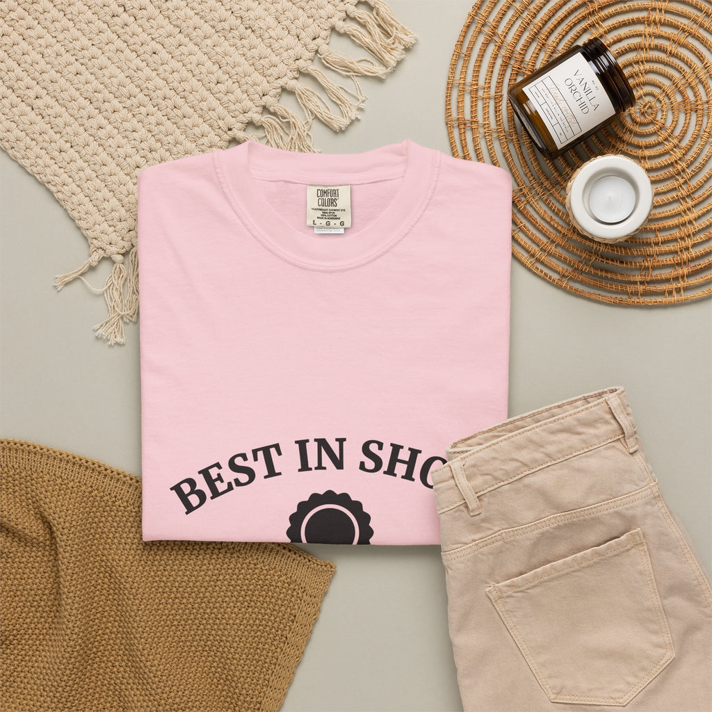 Award Ribbon T-Shirt Dog Competition Gift Women Minimalist T-Shirt Rosette T-Shirt Dog Fan Simple T-Shirt Championship Graphic Retro Badge T-Shirt