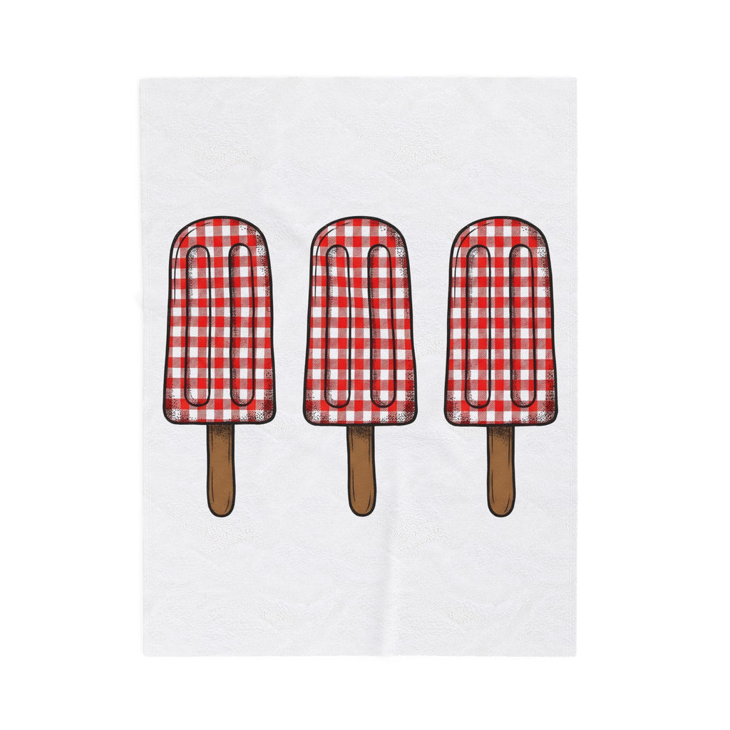 Popsicle Set Blanket 4th Of July Beach Gift Women Rustic Blanket Ice Pop Blanket Patriotic Fan Vintage Blanket Coastal Graphic Retro Checkered