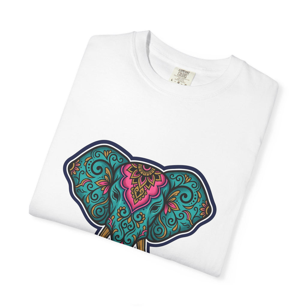 Elephant Head T-Shirt Boho Animal Gift Women Boho T-Shirt Pachyderm T-Shirt Hippie Fan Boho Chic T-Shirt Wildlife Graphic Mandala Floral Pattern