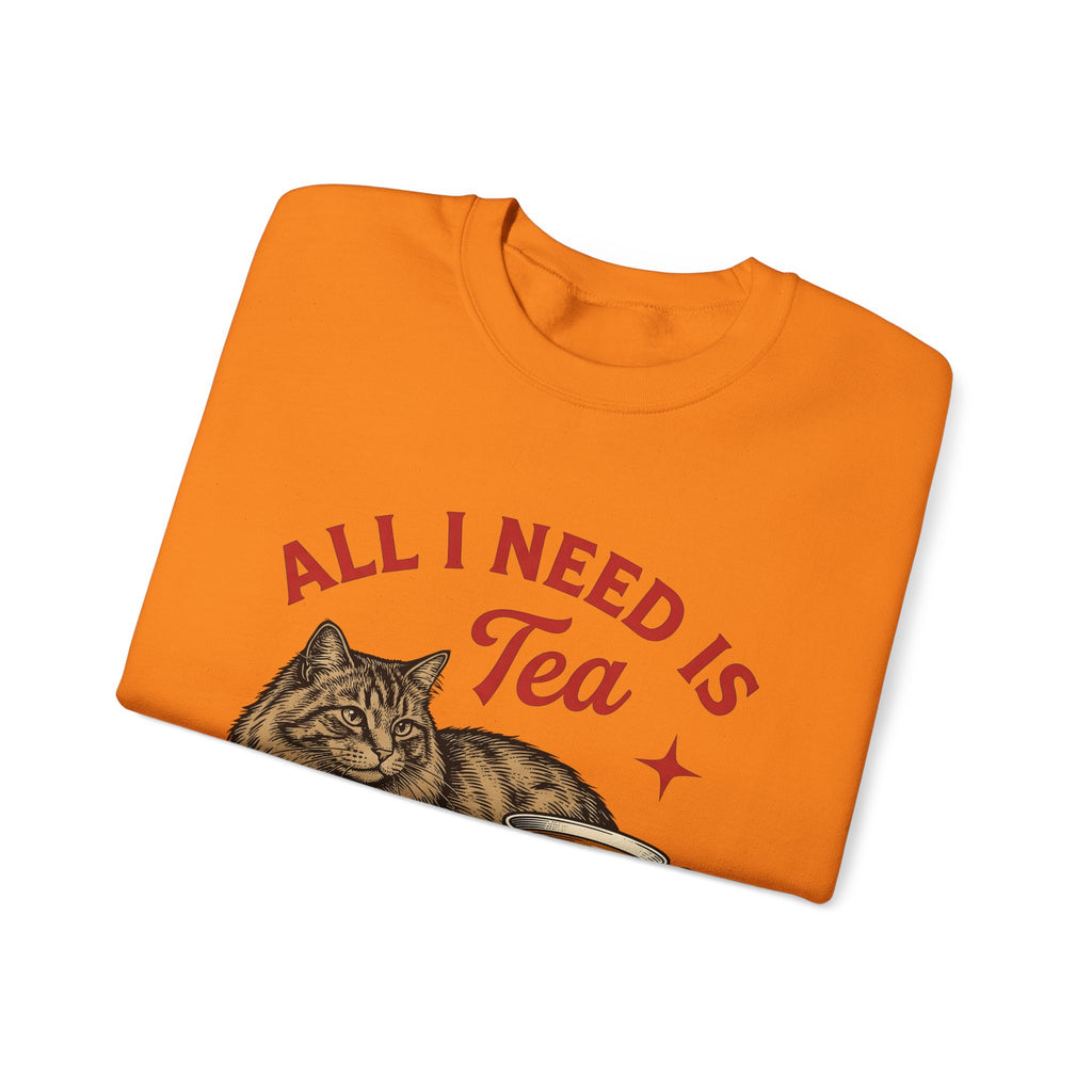 Cat Tea Cup Sweatshirt Cat Tea Gift Women Vintage Sweatshirt Kitty Sweatshirt Feline Fan Retro Sweatshirt Tea Infusion Graphic Hand Drawn Star Sweatshirt