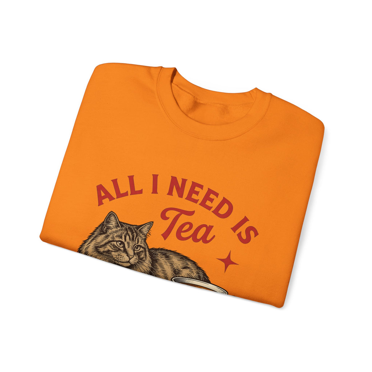 Cat Tea Cup Sweatshirt Cat Tea Gift Women Vintage Sweatshirt Kitty Sweatshirt Feline Fan Retro Sweatshirt Tea Infusion Graphic Hand Drawn Star Sweatshirt