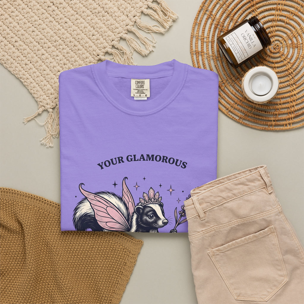 Fairy Skunk T-Shirt Cute Wildlife Gift Women Playful T-Shirt Skunk T-Shirt Adorable Fan Whimsy Graphic T-Shirt Retro Tiara T-Shirt
