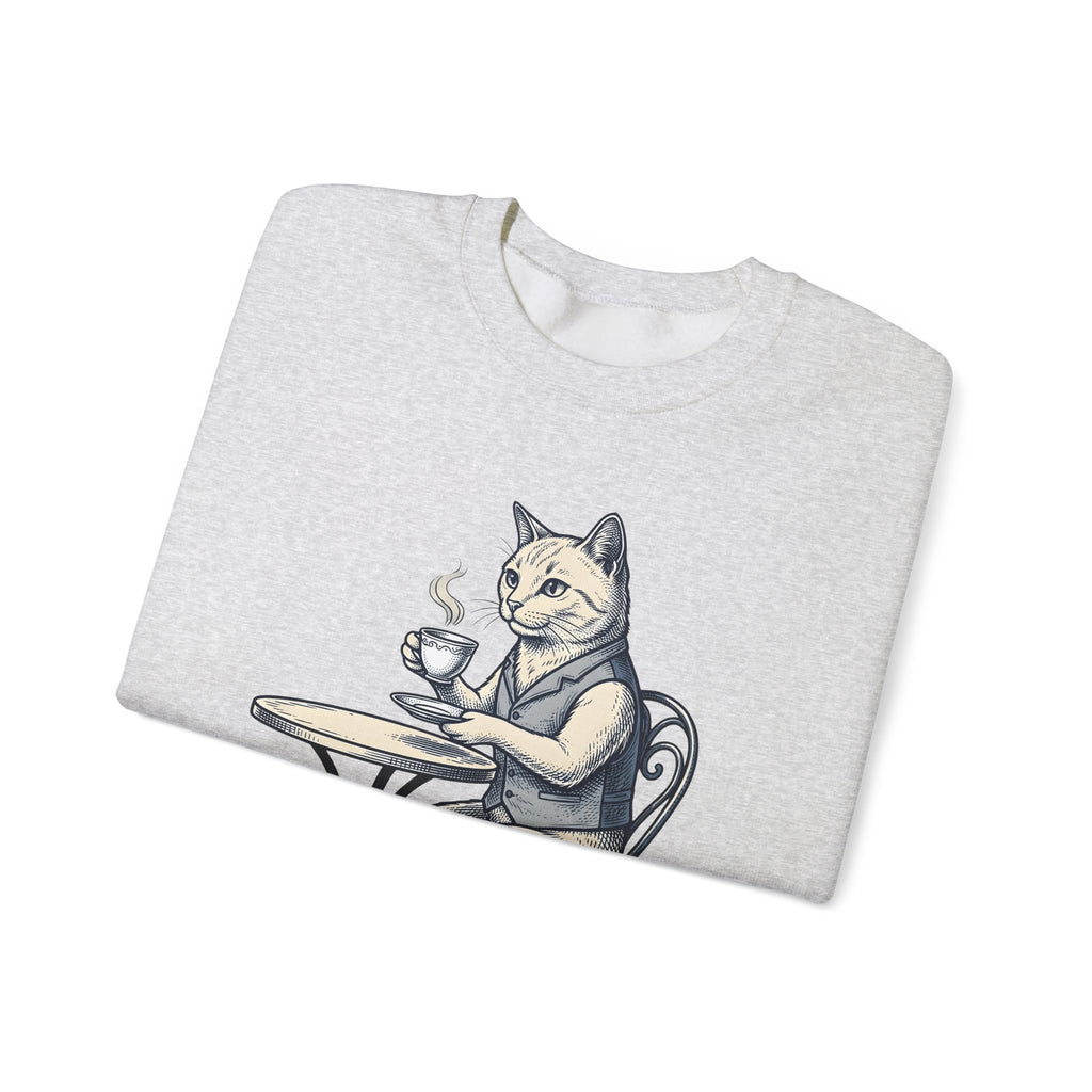 Cat Mocha Sweatshirt Coffee Creature Gift Women Nostalgic Sweatshirt Kitten Sweatshirt Coffee Fan Animal Graphic Doodle Café Bench Sweatshirt