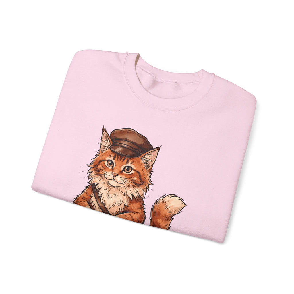 Postal Cat Sweatshirt Cat Pet Gift Women Sketch Sweatshirt Mailcat Sweatshirt Cat Fan Feline Sweatshirt Animal Graphic Retro Letter Sweatshirt