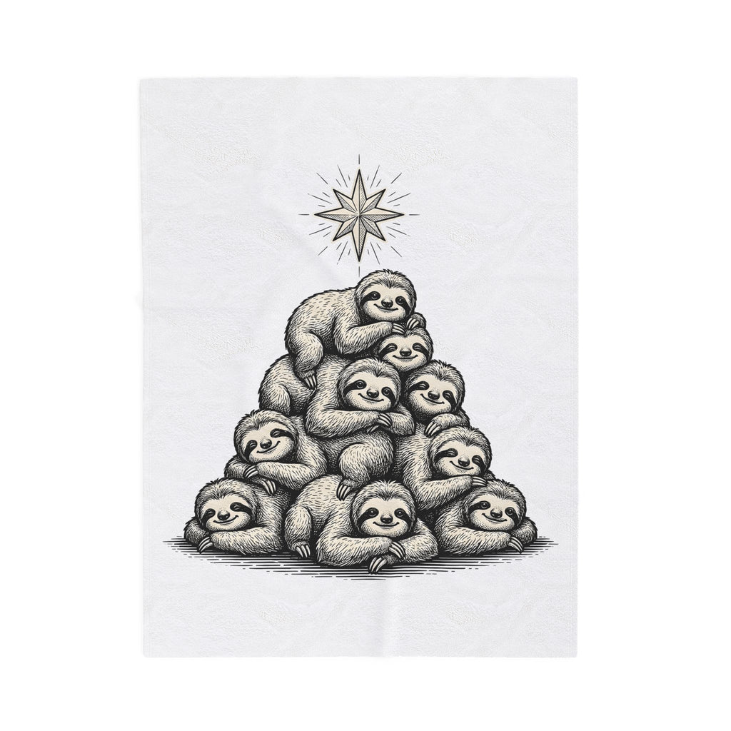 Sloth Stack Blanket Animals Holiday Gift Women Hand Drawn Blanket Sloth Pile Blanket Wildlife Fan Hand Drawn Blanket Christmas Graphic Vintage Star