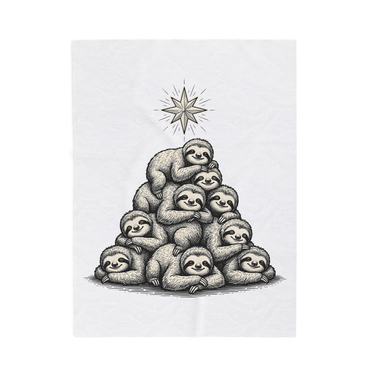 Sloth Stack Blanket Animals Holiday Gift Women Hand Drawn Blanket Sloth Pile Blanket Wildlife Fan Hand Drawn Blanket Christmas Graphic Vintage Star