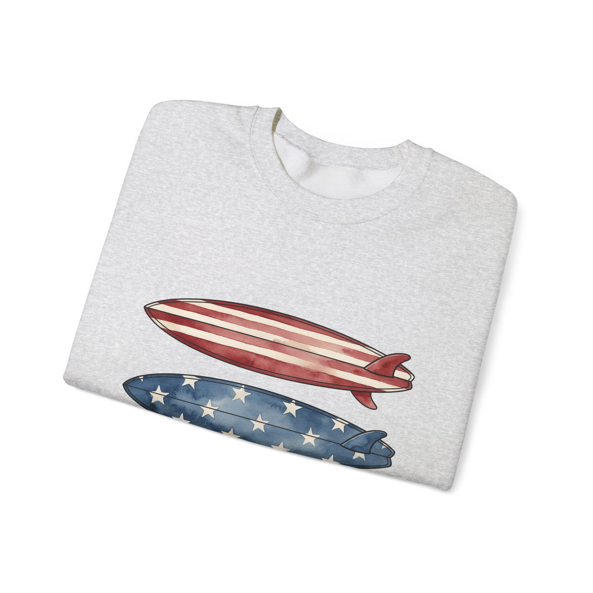 American Surfboards Sweatshirt 4th Of July Ocean Gift Women Painting Sweatshirt Surfboard Sweatshirt Independence Day Fan Artistic Sweatshirt Sea Graphic Retro