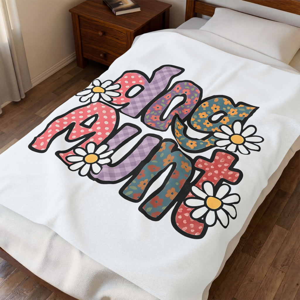 Floral Lettering Print Blanket Dog Niece Gift Women Sketch Blanket Typography Blanket Dog Fan Hand Drawn Blanket Niece Graphic Cartoon Chamomile