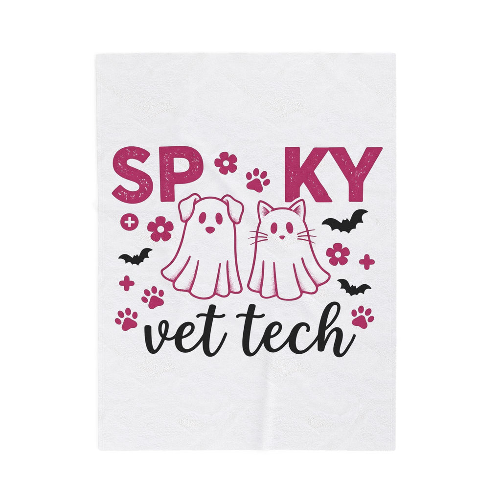 Spooky Dog Cat Blanket Vet Tech Holiday Gift Women Adorable Blanket Halloween Cat Blanket Veterinary Technician Fan Cute Blanket Christmas Graphic