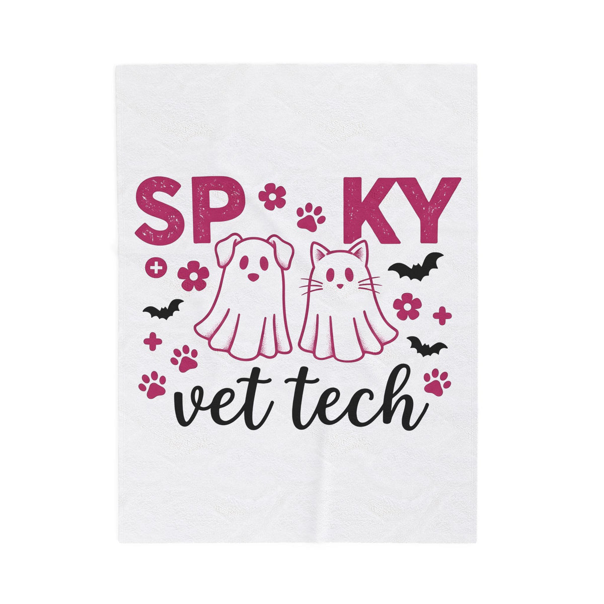 Spooky Dog Cat Blanket Vet Tech Holiday Gift Women Adorable Blanket Halloween Cat Blanket Veterinary Technician Fan Cute Blanket Christmas Graphic