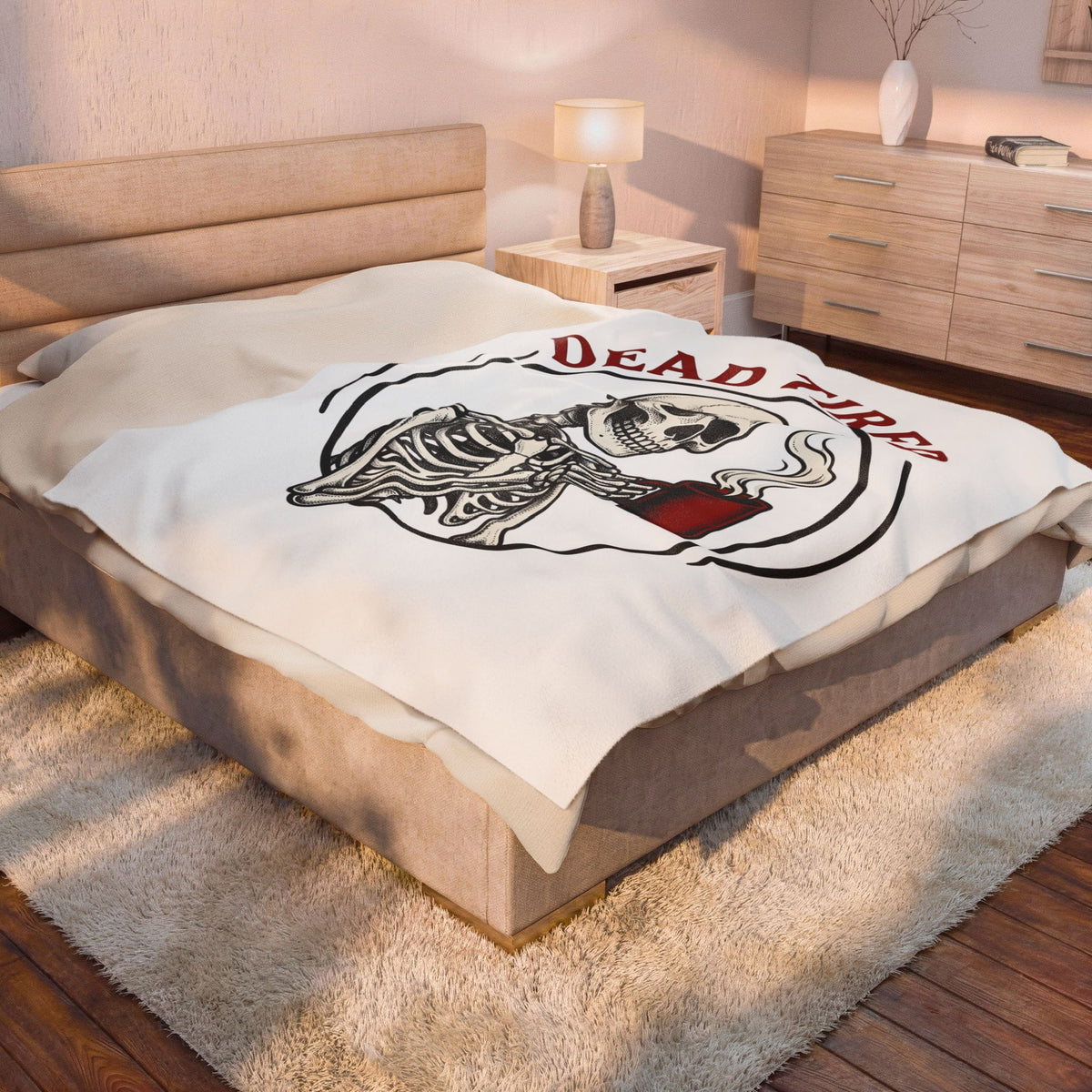 Skeleton Coffee Halloween Coffee Gift Tattoo Skull Coffee Horror Fan Traditional Caffeine Vintage Blanket
