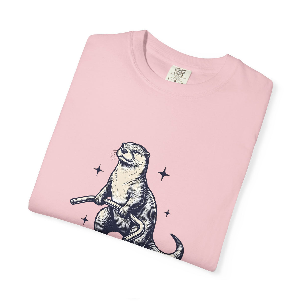 Strong Otter T-Shirt Funny Animal Gift Women Vintage T-Shirt Otter T-Shirt Humor Fan Retro T-Shirt Wildlife Graphic Hand Drawn Stars T-Shirt