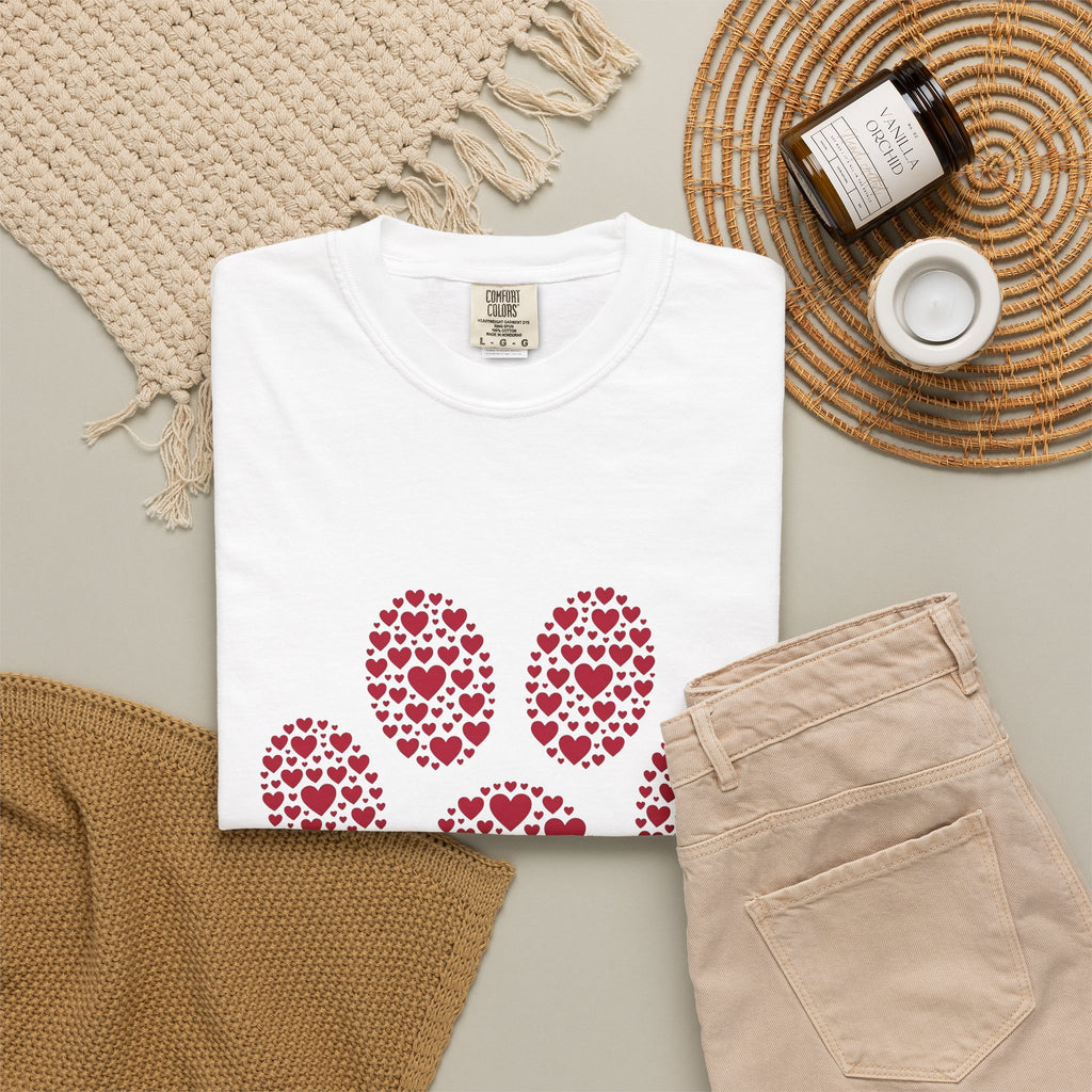 Paw Cat Fauna Gift Hand Drawn Footprint Cat Fan Claw Abstract Heart Shapes T-Shirt
