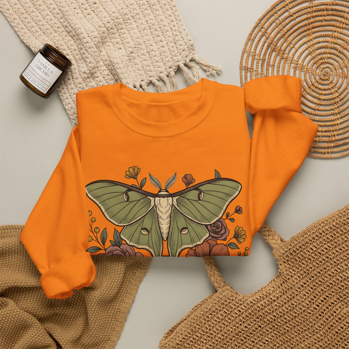 Luna Butterfly Sweatshirt Halloween Occult Gift Women Leaf Sweatshirt Butterfly Sweatshirt Horror Fan Spirit Sweatshirt Mystic Graphic Classic Magic Orb Sweatshirt