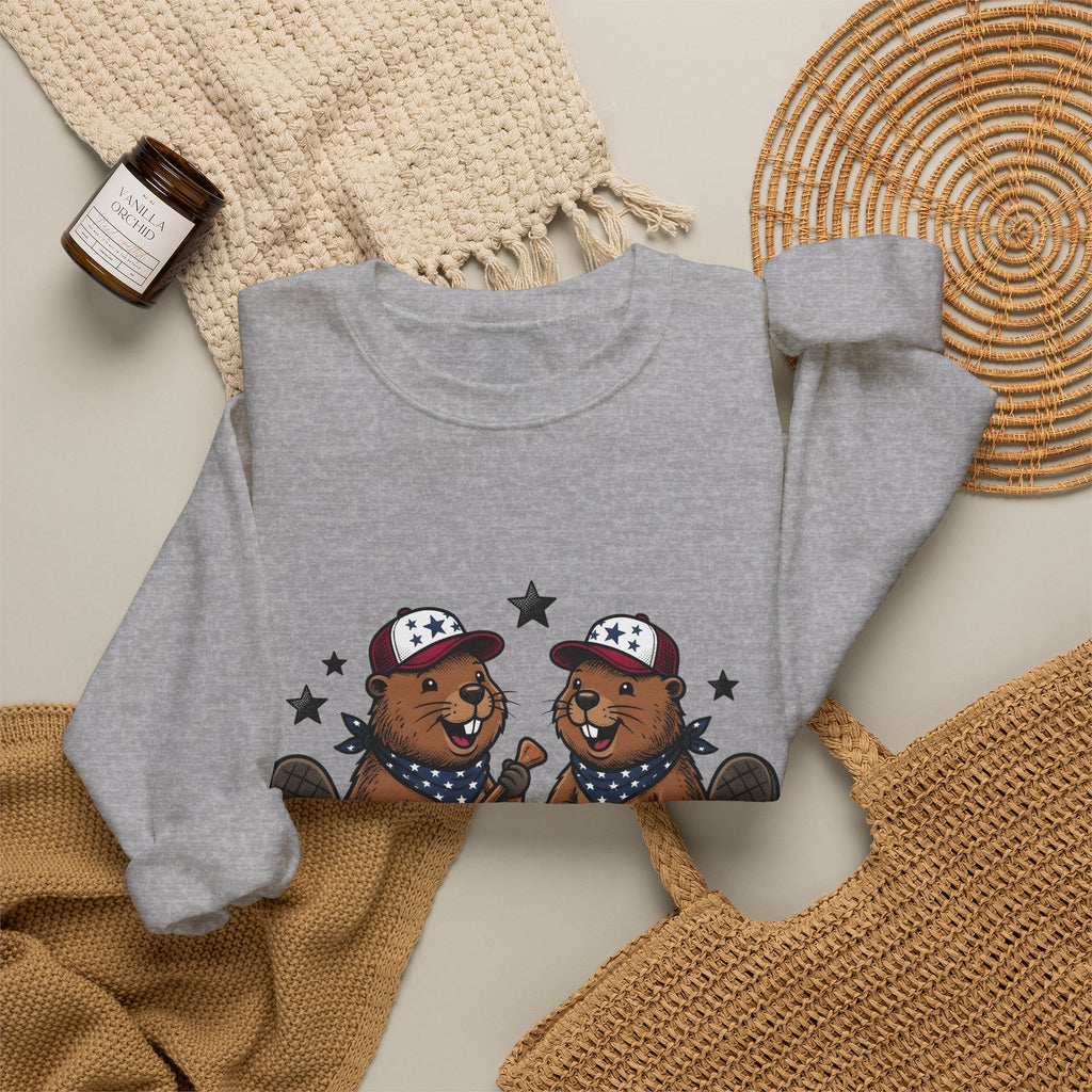 Beaver Pair Sweatshirt Funny Outdoors Gift Women Comic Sweatshirt Beaver Sweatshirt Humor Fan Cartoon Sweatshirt Adventure Graphic Retro Ice Chest Sweatshirt