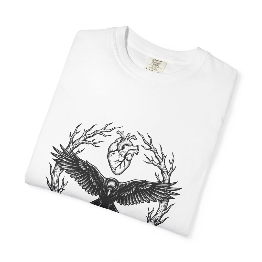 Raven Love T-Shirt Gothic Gloom Gift Women Spooky T-Shirt Crow Love T-Shirt Dark Fan Creepy T-Shirt Dark Illustration Hand Drawn Antler Crown