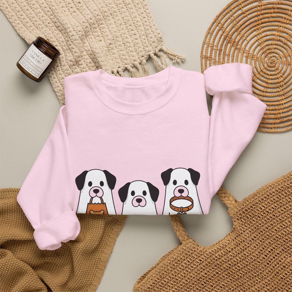 Phantom Puppies Halloween Pet Owner Gift Comic Ghost Dogs Spooky Fan Cartoon Dog Mom Sweatshirt