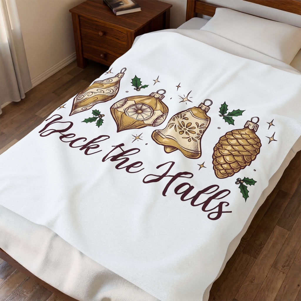 Festive Ornaments Blanket Christmas Event Gift Women Line Art Blanket Baubles Blanket Xmas Fan Illustration Graphic Blanket Hand Painted Pine