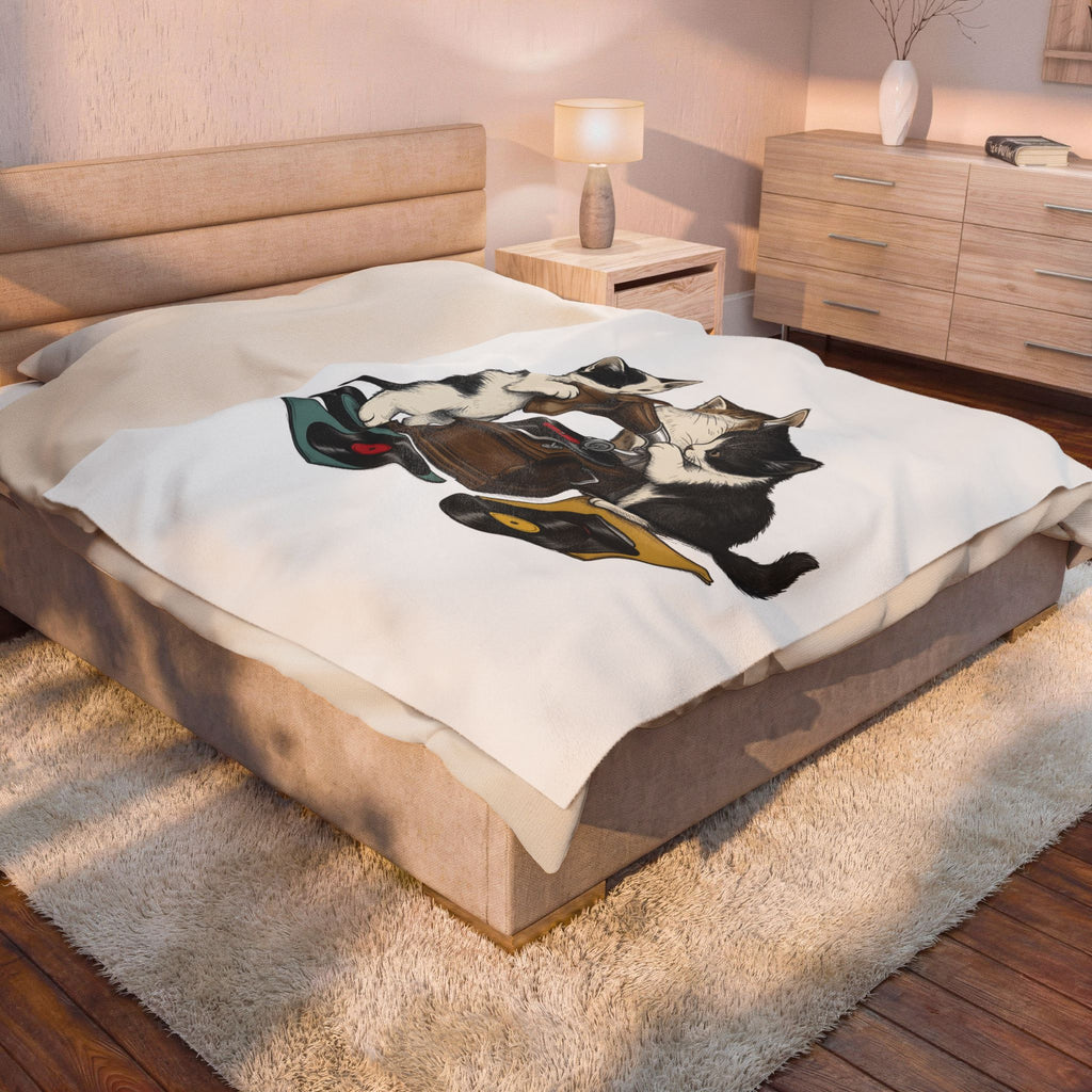 Cats Turntable Blanket Cat Songs Gift Women Sketch Blanket Record Player Blanket Feline Fan Vinyl Blanket Music Graphic Cartoon Lp Discs Blanket