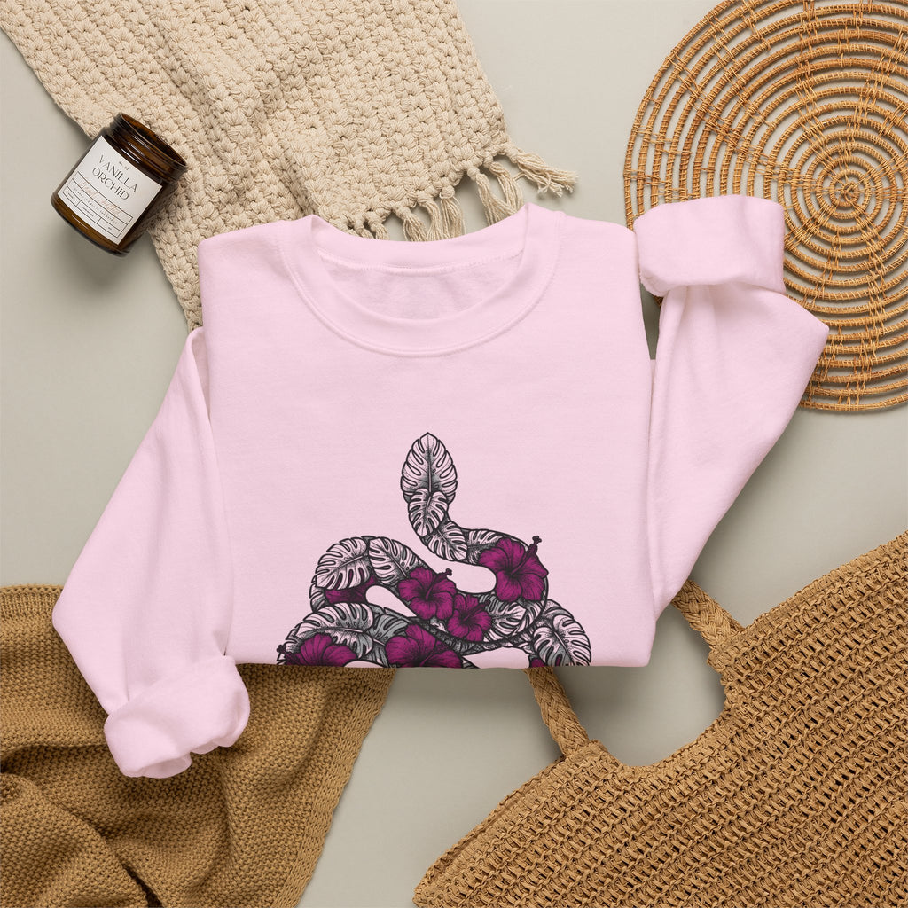 Serpent Flower Sweatshirt Boho Chic Spiritual Gift Women Hippie Sweatshirt Snake Flower Sweatshirt Bohemian Enthusiast Psychedelic Sweatshirt Mystical Graphic