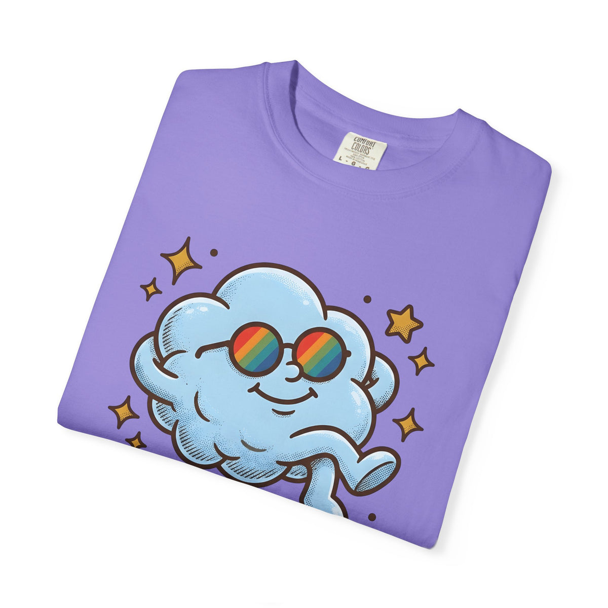 Smiling Cloud Boho Chic Inspiration Gift Comic Cloud Hippie Fan Cartoon Motivational Vintage T-Shirt