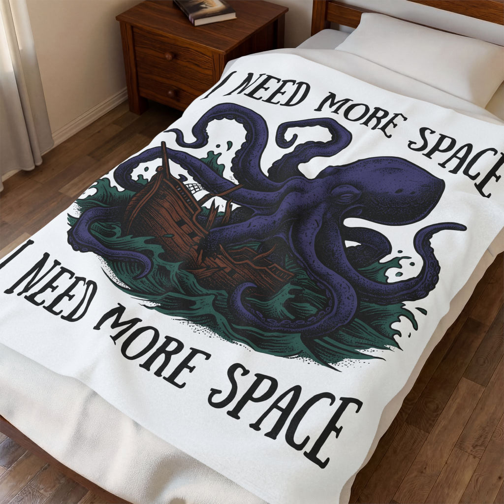 Octopus Ship Blanket Funny Nautical Gift Women Vintage Blanket Kraken Blanket Humor Fan Retro Blanket Maritime Graphic Hand Drawn Ocean Blanket