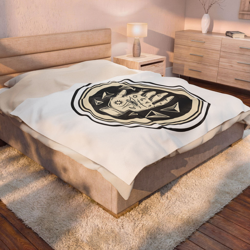 Enchanted Hand Blanket Mystical Esoteric Gift Women Folk Blanket Magical Hand Blanket Occult Fan Primitive Blanket Mystical Graphic Antique Polygon