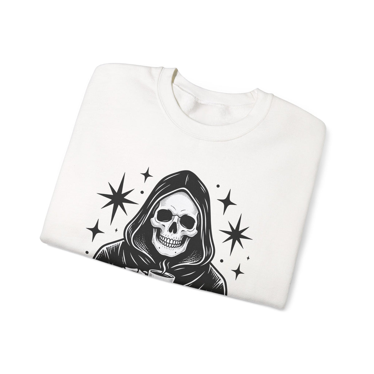 Death Reaper Sweatshirt Halloween Espresso Gift Women Dark Sweatshirt Grim Reaper Sweatshirt Horror Fan Gothic Sweatshirt Coffee Graphic Retro Sweatshirt Sweatshirt