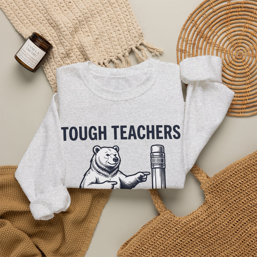 Bear Pen Sweatshirt Teachers Wildlife Gift Women Sketch Sweatshirt Pen Holder Sweatshirt Educator Enthusiast Drawing Illustration Retro Classroom Sweatshirt