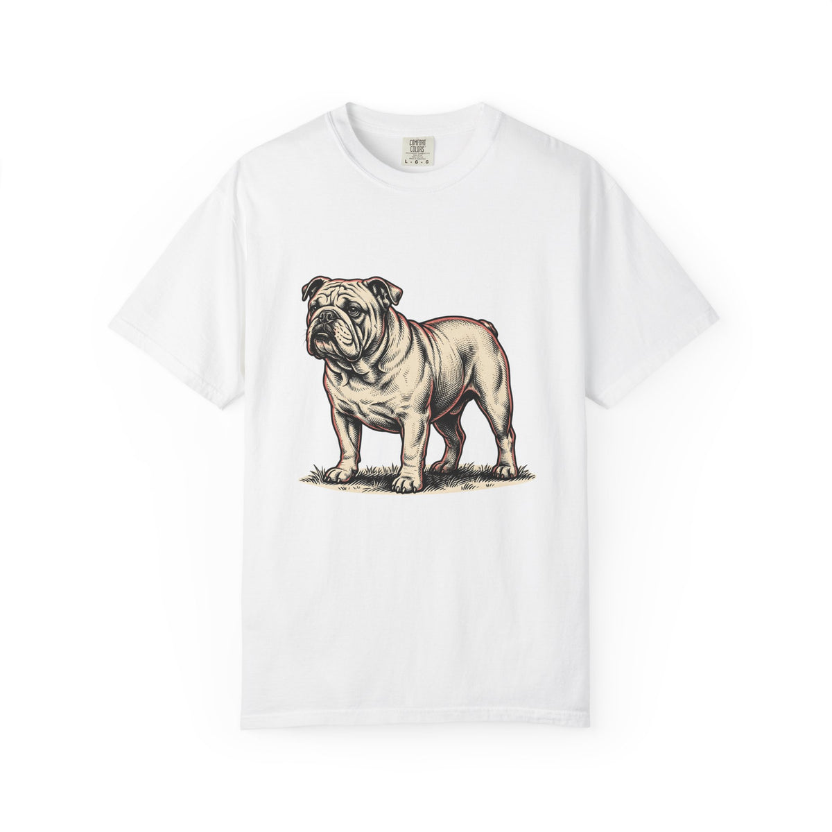 Bulldog Dog T-Shirt Dog Pets Gift Women Vintage T-Shirt Bulldog T-Shirt Dog Fan Bulldog T-Shirt Animal Graphic Hand Drawn Grass T-Shirt