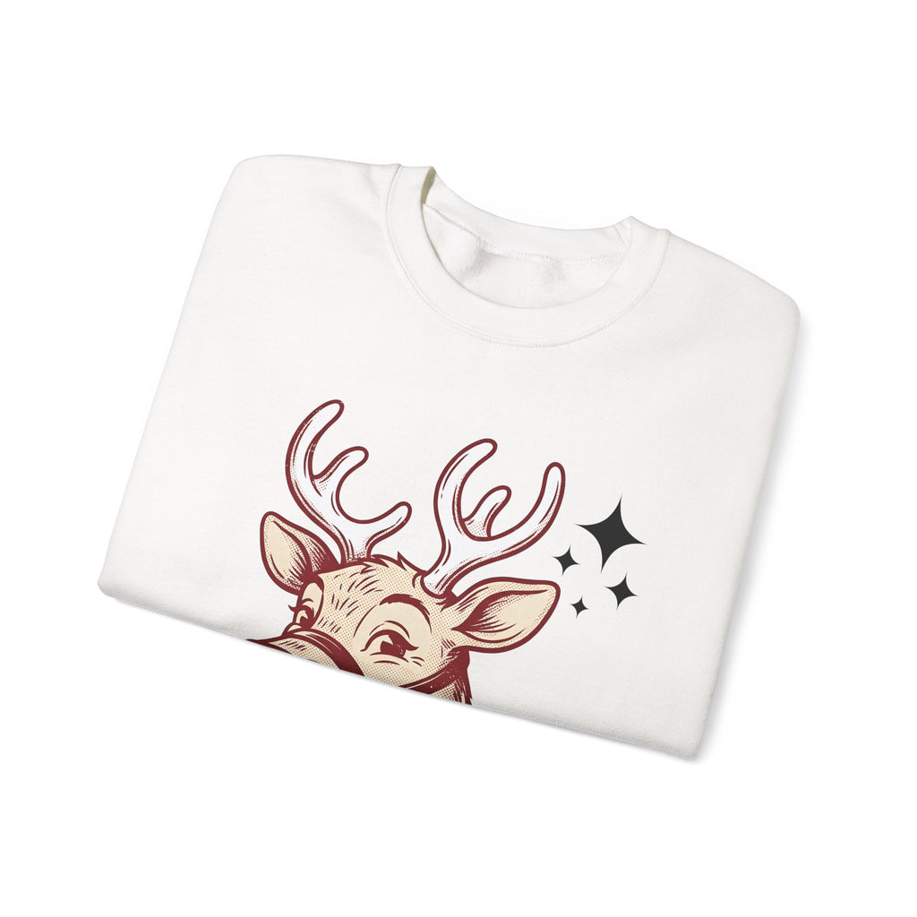 Reindeer Head Sweatshirt Christmas Wildlife Gift Women Antique Sweatshirt Caribou Sweatshirt Xmas Fan Reindeer Graphic Sweatshirt Classic Jingles Sweatshirt