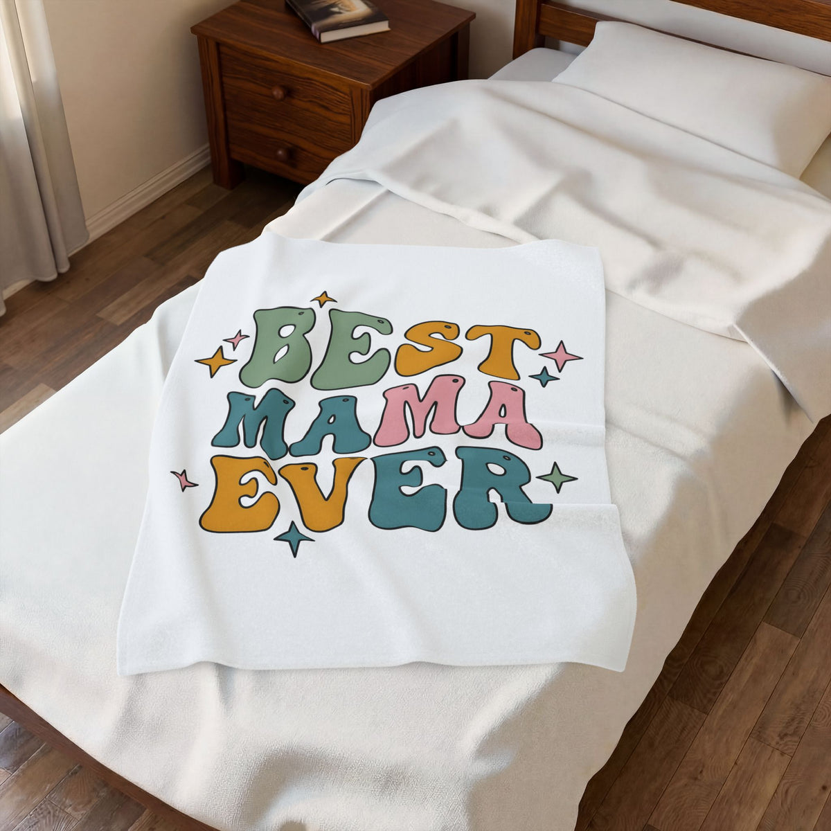 Funky Lettering Blanket Moms Household Gift Women Vintage Blanket Typography Blanket Motherhood Fan Retro Blanket Home Graphic Neon Sparkles Blanket