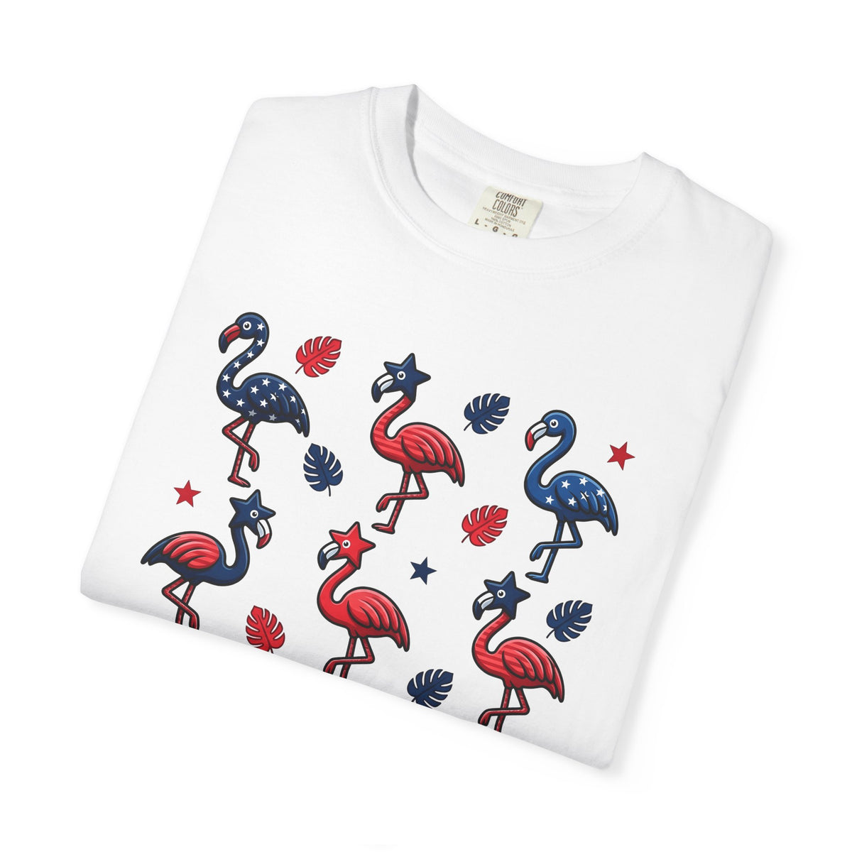 Flag Flamingo T-Shirt 4th Of July Holiday Gift Women Cartoonish T-Shirt Flamingo T-Shirt Independence Day Fan Retro T-Shirt Celebration Graphic Old