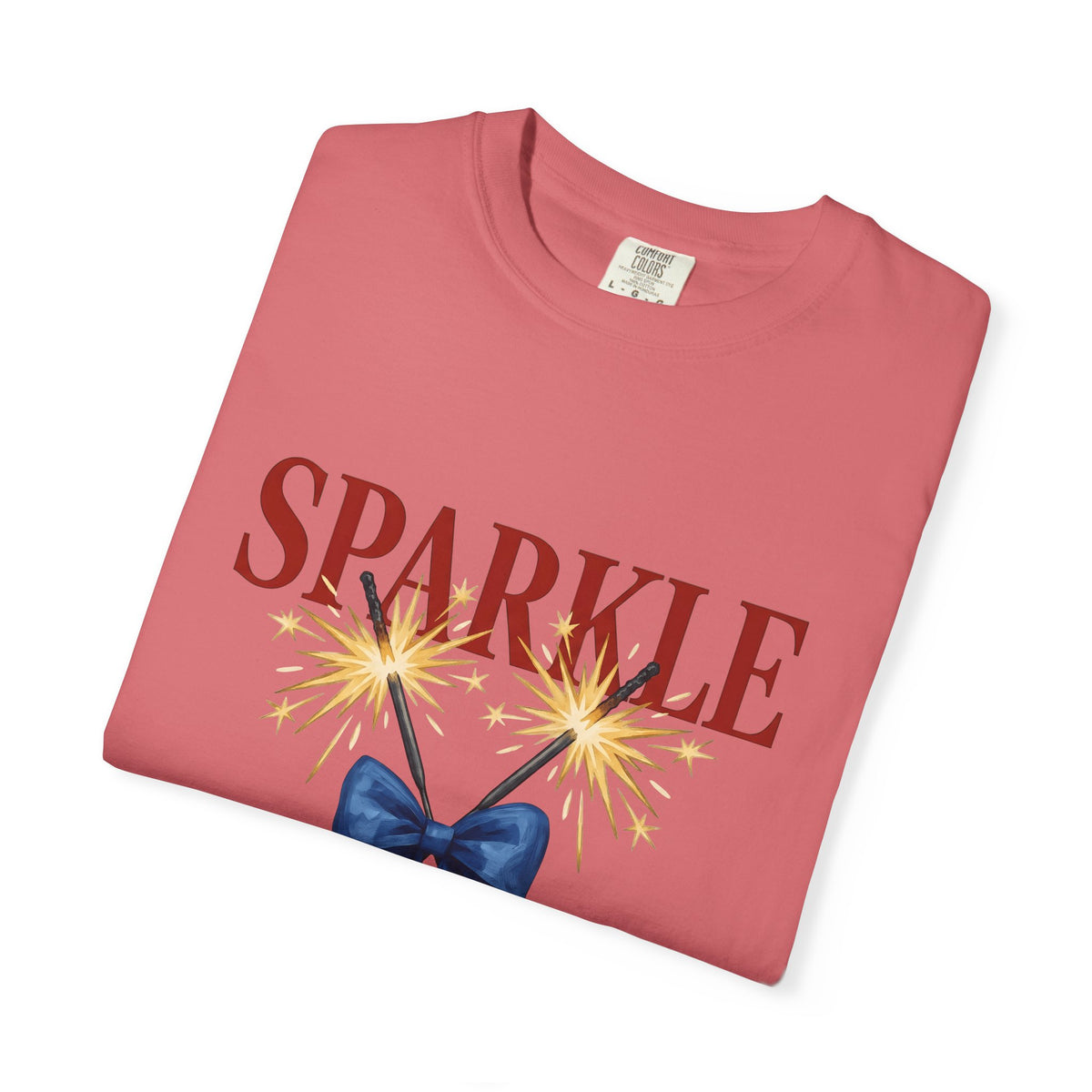 Sparkler Bow T-Shirt 4th Of July America Gift Women Hand Painted T-Shirt Sparkler T-Shirt Independence Day Fan Painted T-Shirt Patriotic Graphic