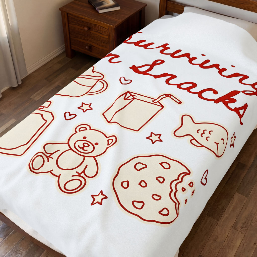 Snack Sketches Blanket Moms Parenting Gift Women Fun Blanket Food Illustrations Blanket Motherhood Fan Cute Graphic Parenting Graphic Clean Teddy