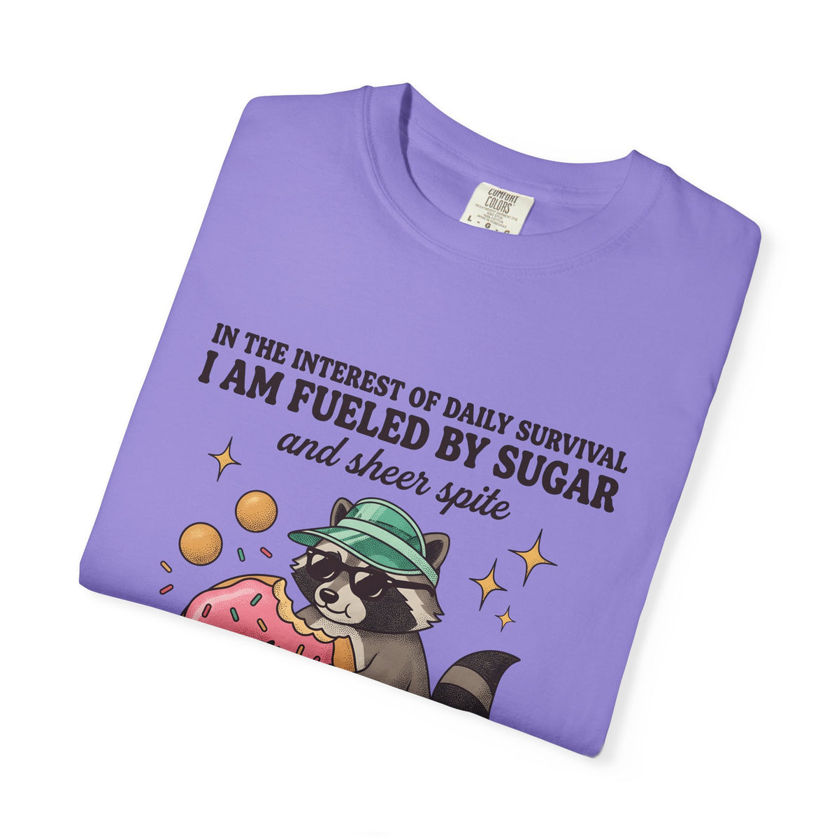 Raccoon Pastry T-Shirt Desserts Wildlife Gift Women Comic T-Shirt Pastry Chef T-Shirt Sweets Fan Cartoon T-Shirt Animal Graphic Vintage Candy Dots